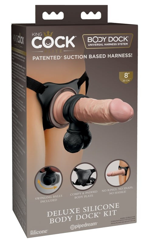 Pipedream Products King Cock Elite Deluxe Silicone Body Dock Strap On Kit - - Realistic Dildos