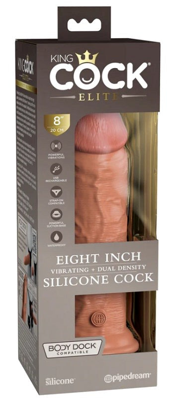 Pipedream Products King Cock Elite Vibrating Dual Density Silicone Cock Tan - - Realistic Dildos