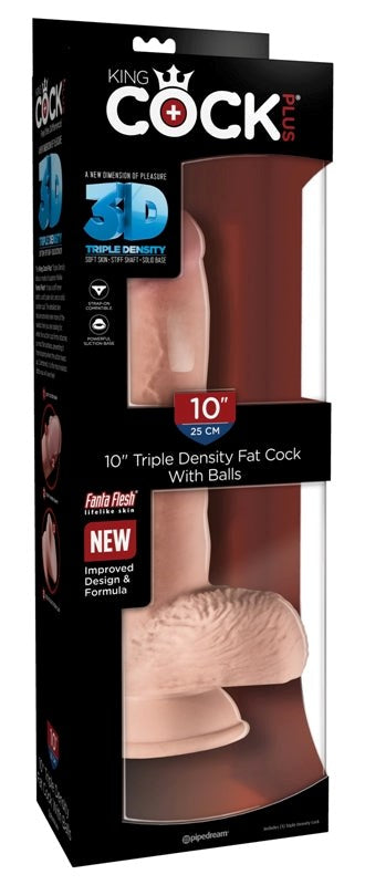 Pipedream Products King Cock Plus 10 Inch Triple Density Fat Cock with Balls - - Realistic Dildos