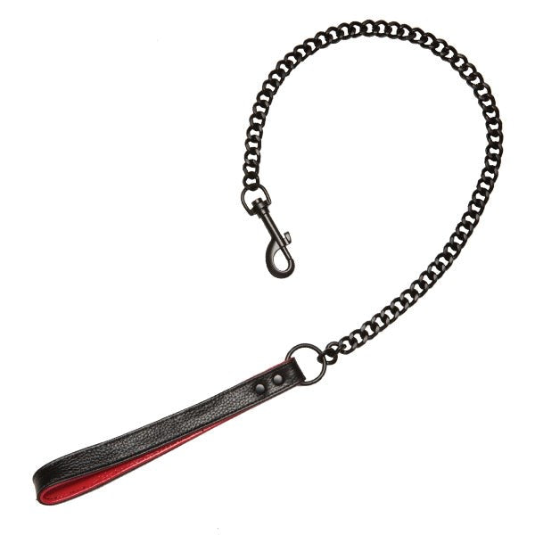 Doc Johnson Kink Leather Handlers Leash Black and Red BDSM Control - - Collars and Leads