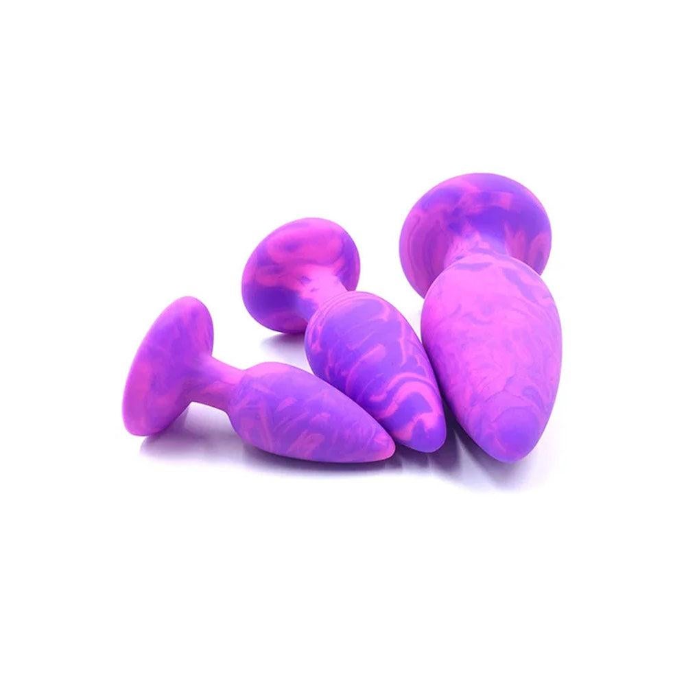 Adam & Eve COLOUR SWIRL Anal Plug Set of 3 Sizes - - Butt Plugs