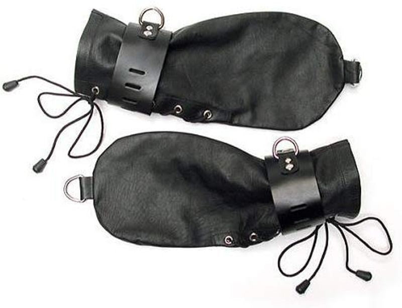 KinkLab Leather Bondage Mittens For Weekend Pleasure - - Cuffs And Restraints