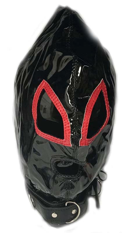 Ladies Red & Black Bondage Hood Performance Cock Ring - - Bondage Hoods