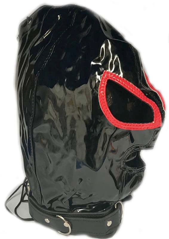 Ladies Red & Black Bondage Hood Performance Cock Ring - - Bondage Hoods