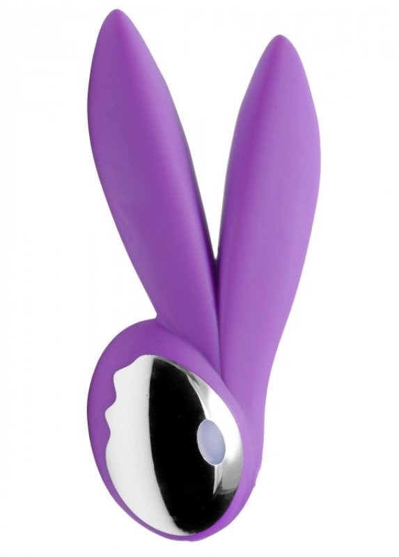 XR Brands Lapin 10x Silicone Rechargeable Massager Dual Point Vibrator - - Personal Massagers