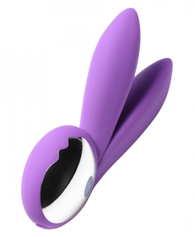 XR Brands Lapin 10x Silicone Rechargeable Massager Dual Point Vibrator - - Personal Massagers
