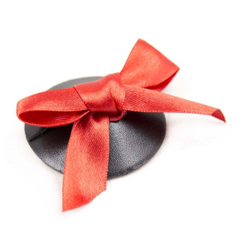 Ella Bidoe Lather Nipple Pasties With Bow Reusable Adhesive Design - - Fancy Dress Ups