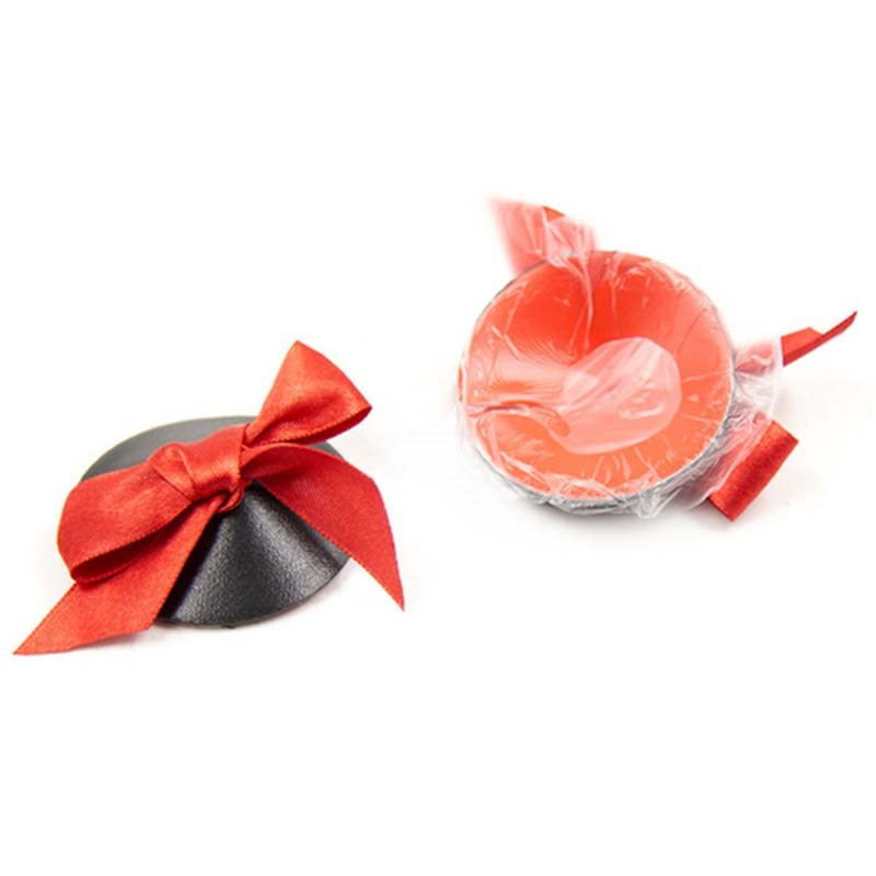 Ella Bidoe Lather Nipple Pasties With Bow Reusable Adhesive Design - - Fancy Dress Ups