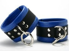 Leather Wrist Restraints in Blue - - Cuffs and Restraints