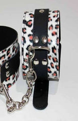 Leopard Print Leather Ankle Restraints - - Cuffs and Restraints