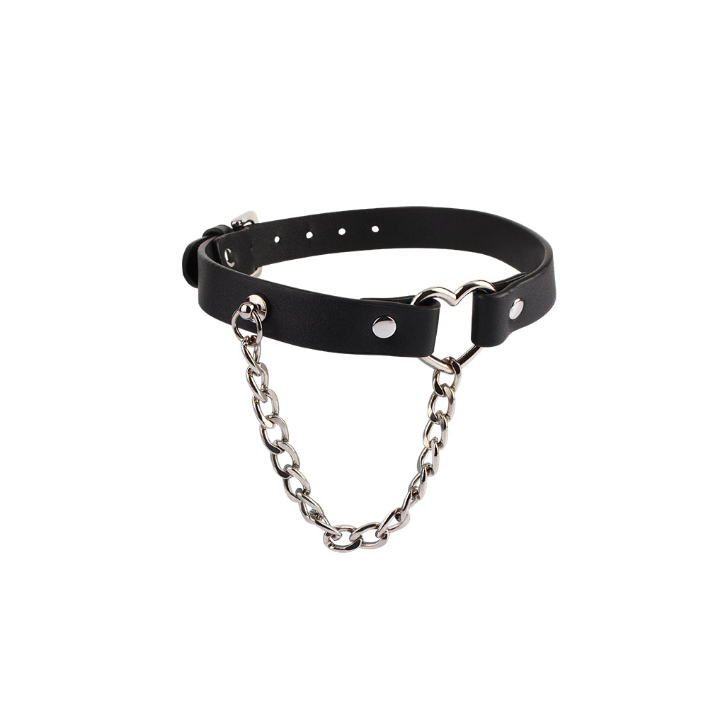 Chisa Fetish Play Heart Collar with a Chain - - Collars and Leads