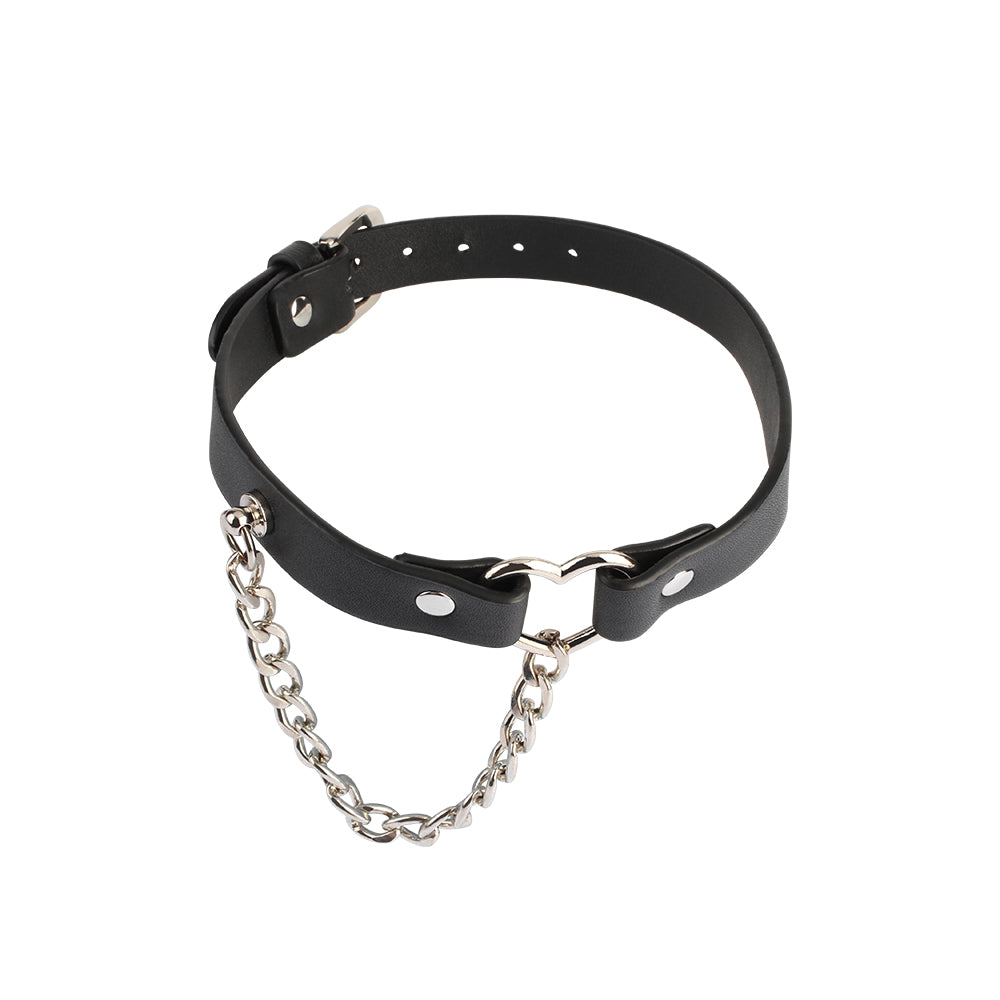 Chisa Fetish Play Heart Collar with a Chain - Default Title - Collars and Leads