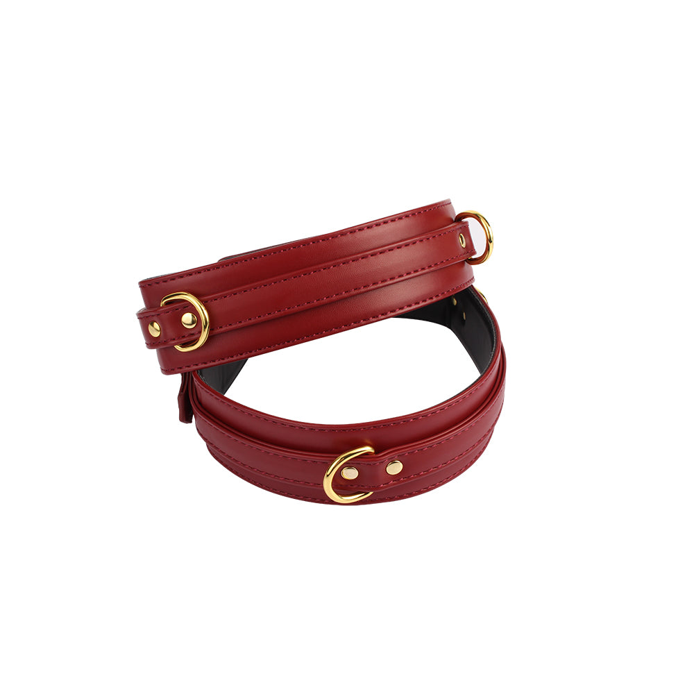 Chisa Soft and Sturdy Wrist to Thigh Cuff Set - Red - Cuffs And Restraints