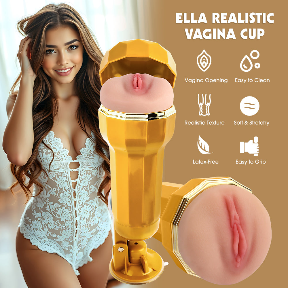 Chisa Ella Realistic Vibrating Vagina Cup - - Masturbators and Strokers
