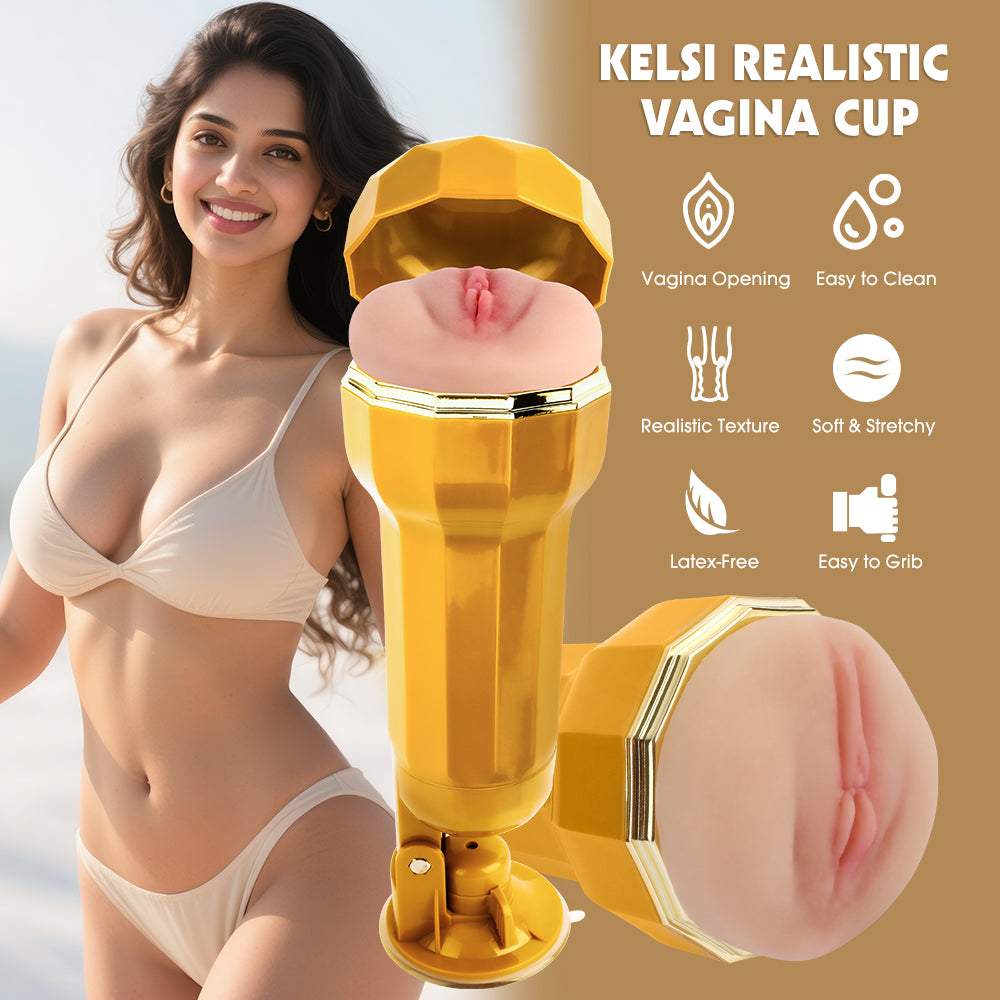 Chisa Kelsi Vibrating Realistic Vagina Cup - Default Title - Masturbators and Strokers