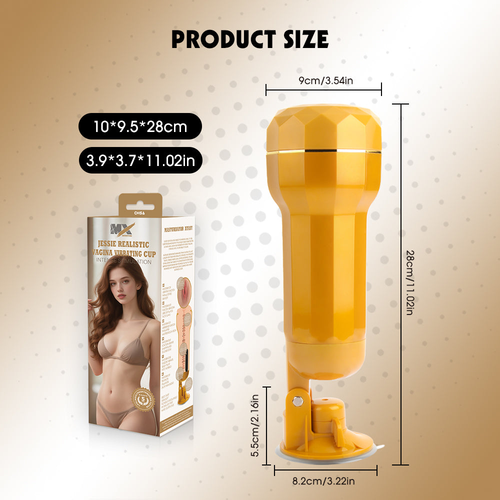 Chisa Jessie Realistic Vibrating Vagina Cup - - Masturbators and Strokers