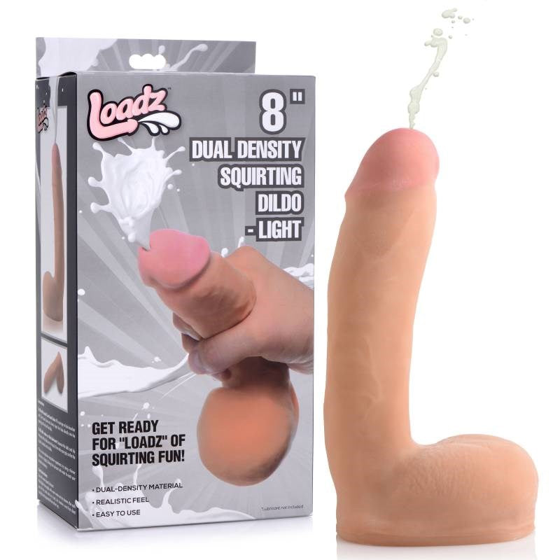 XR Brands Loadz 8 Squirting Dildo Dual Density with Realistic Feel - - Realistic Dildos