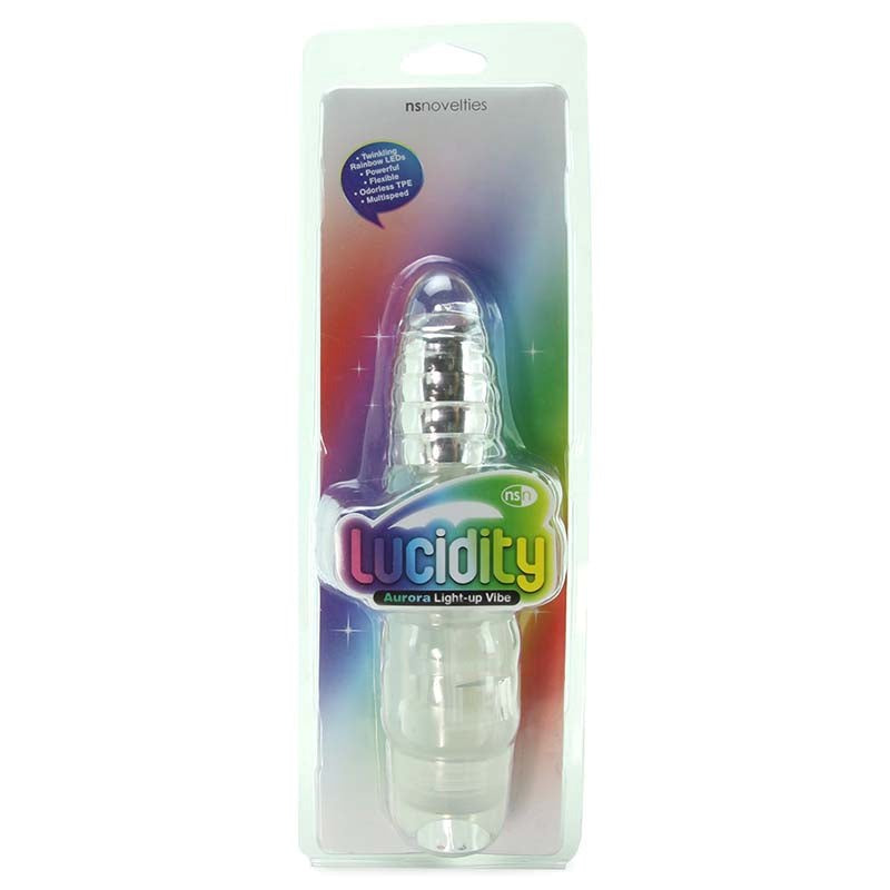 NS Novelties Lucidity Aurora Light Up Vibe Clear TPE Multi Speed Vibrator - - G-Spot Vibrators