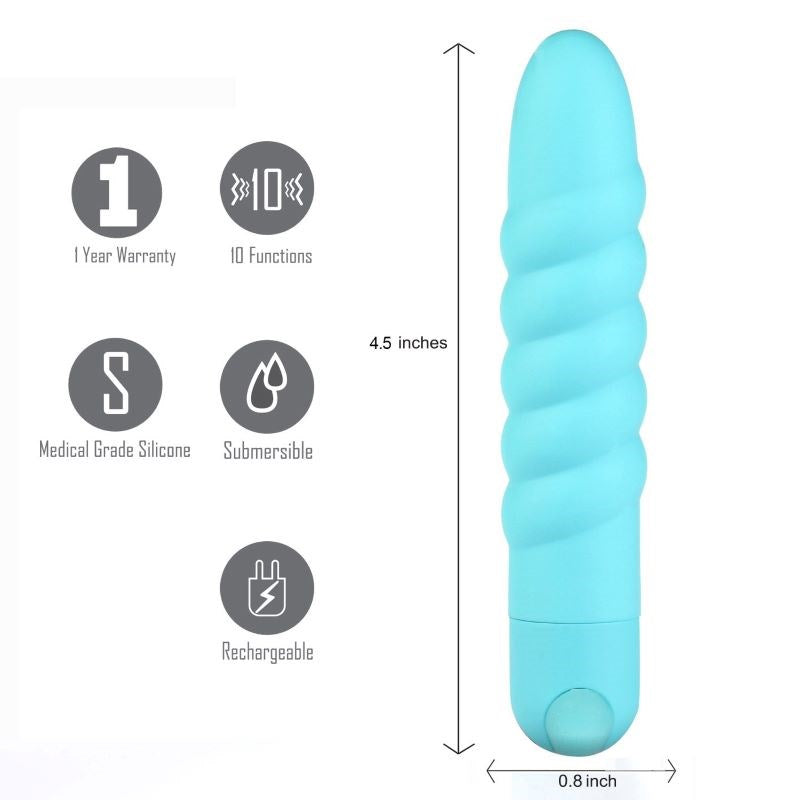Maia Toys Lola Teal Rechargeable Bullet Vibrator 10 Speed Settings - - Bullet Vibrators