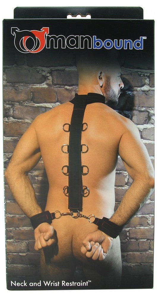 Manbound Neck and Wrist Restraint Feel The Cock Vibe - - Cuffs And Restraints