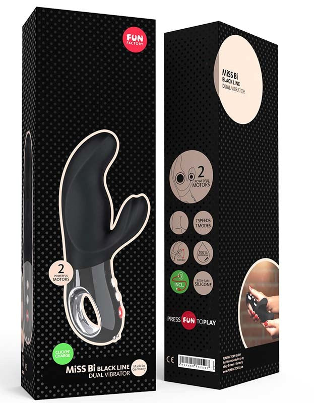 Fun Factory Miss Bi Black Line Rabbit Vibrator with Dual Motors - - Rabbit Vibrators