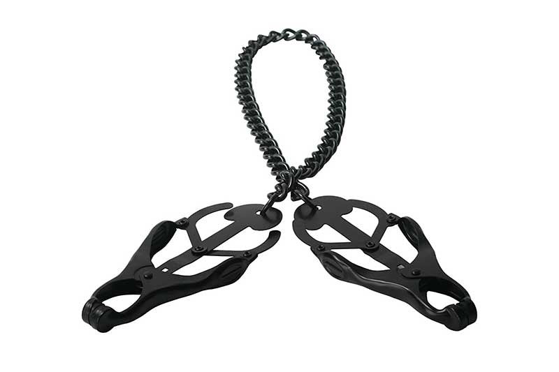 XR Brands Monarch Noir Nipple Vice Black Premium Stainless Steel Clamp - - Breast and Nipple Toys