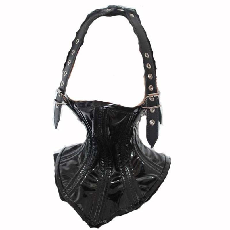 Neck Corset Head Harness Leather Stretch Fit Rings - - Cuffs And Restraints