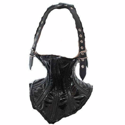 Neck PVC Corset with Head Harness - - Cuffs And Restraints