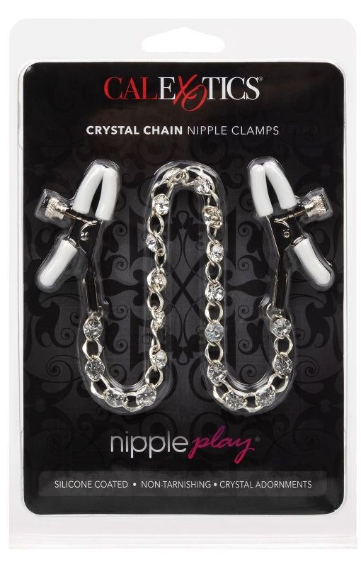 Nipple Play Crystal Chain Nipple Clamps Grip. Slide. Repeat. - - Nipple and Clit Clamps