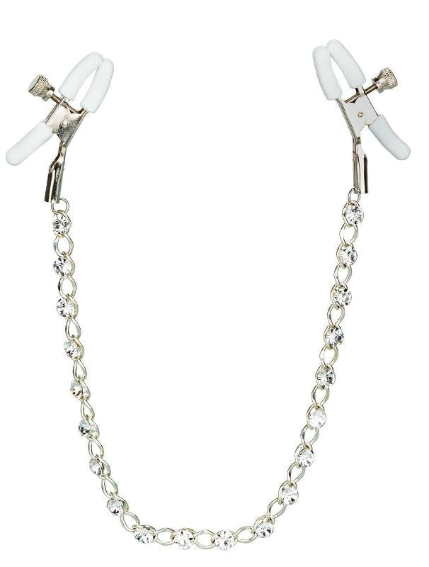 Nipple Play Crystal Chain Nipple Clamps Grip. Slide. Repeat. - - Nipple and Clit Clamps