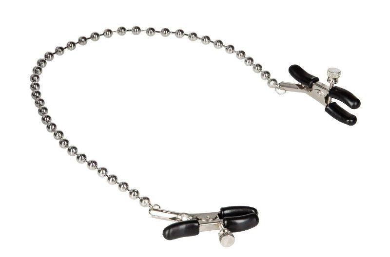 Nipple Play Silver Beaded Nipple Clamps Dom Gear Online - - Nipple and Clit Clamps