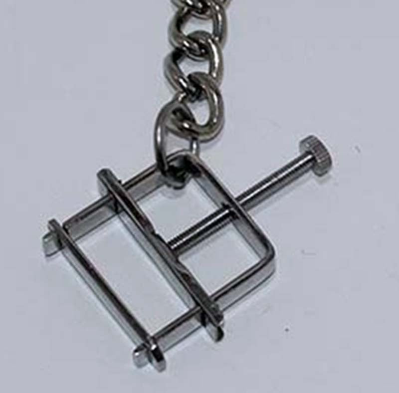 Hells Couture Nipple Press Clamps With Chain Adjustable Pressure Control - - Breast and Nipple Toys