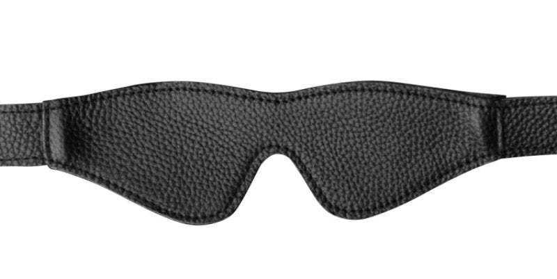 XR Brands Onyx Leather Blindfold with Premium Padding and Adjustable Fit - - Masks And Blindfolds
