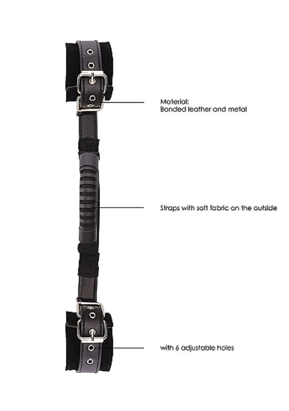 Ouch Black and White Bonded Leather Wrist Cuffs with Handle - - Cuffs And Restraints