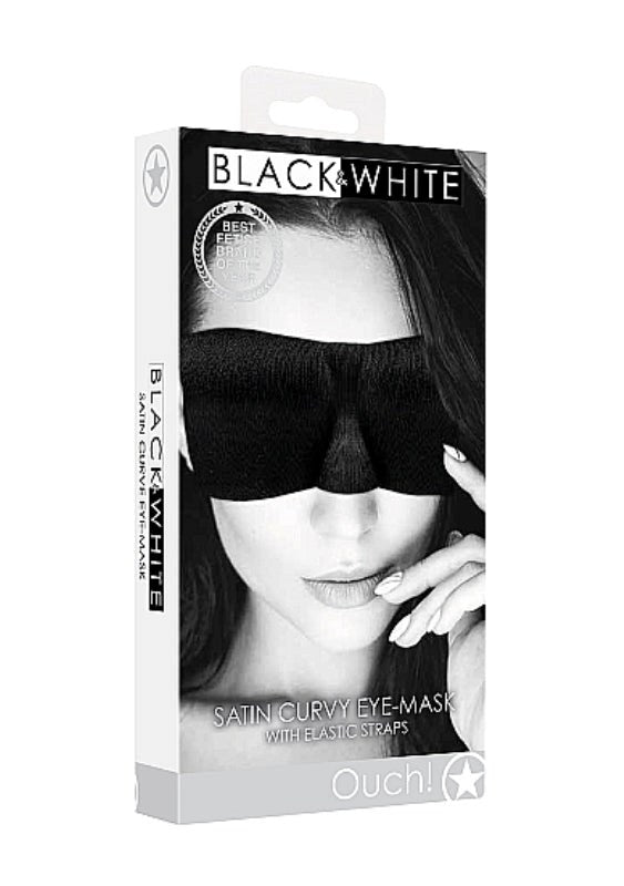 Shots Toys Ouch Black and White Satin Curvy Eye Mask Sensory Bondage - - Masks And Blindfolds