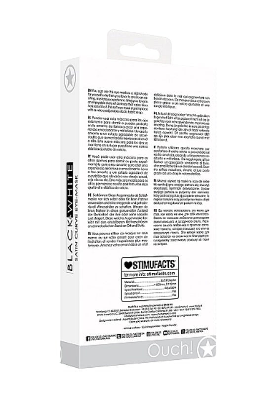 Shots Toys Ouch Black and White Satin Curvy Eye Mask Sensory Bondage - - Masks And Blindfolds