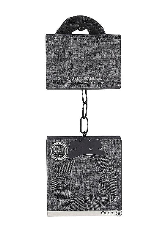 Shots Toys Ouch! Denim Metal Handcuffs with Adjustable Denim Design - - Cuffs and Restraints