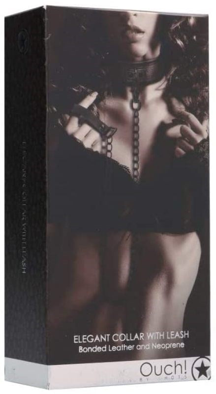 Shots Toys Ouch! Elegant BDSM Play Collar with Leash Premium Bondage - - Collars and Leads