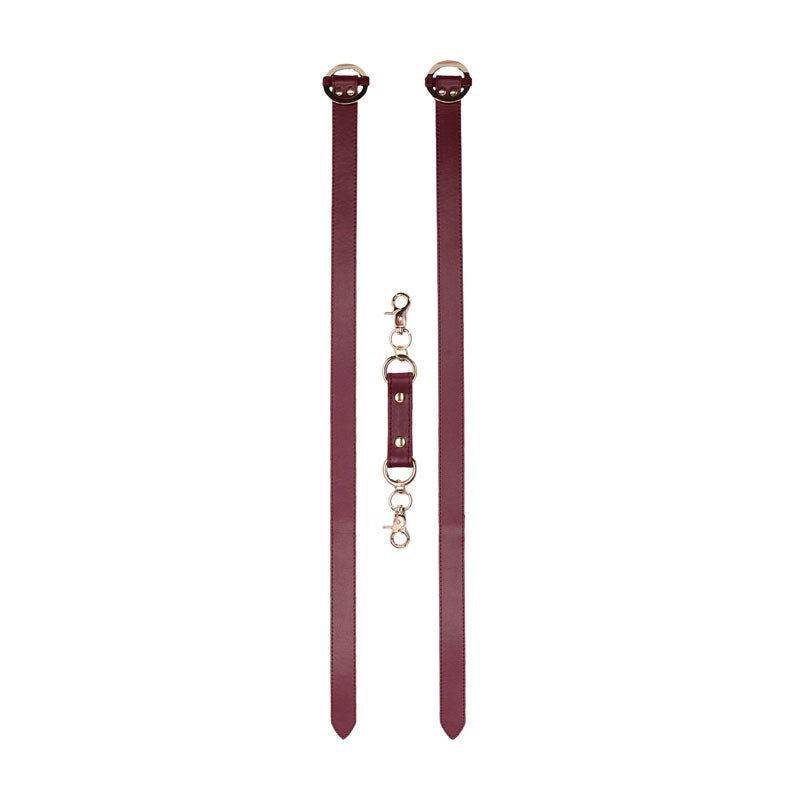 Shots Toys OUCH! Halo Thigh Cuffs Burgundy Restraints with Golden Rings - - Cuffs and Restraints