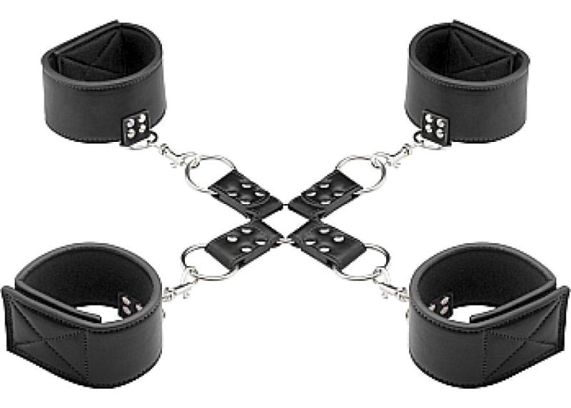 Ouch! Reversible BDSM Play Hogtie Black Top Cock Fittings - - Cuffs And Restraints