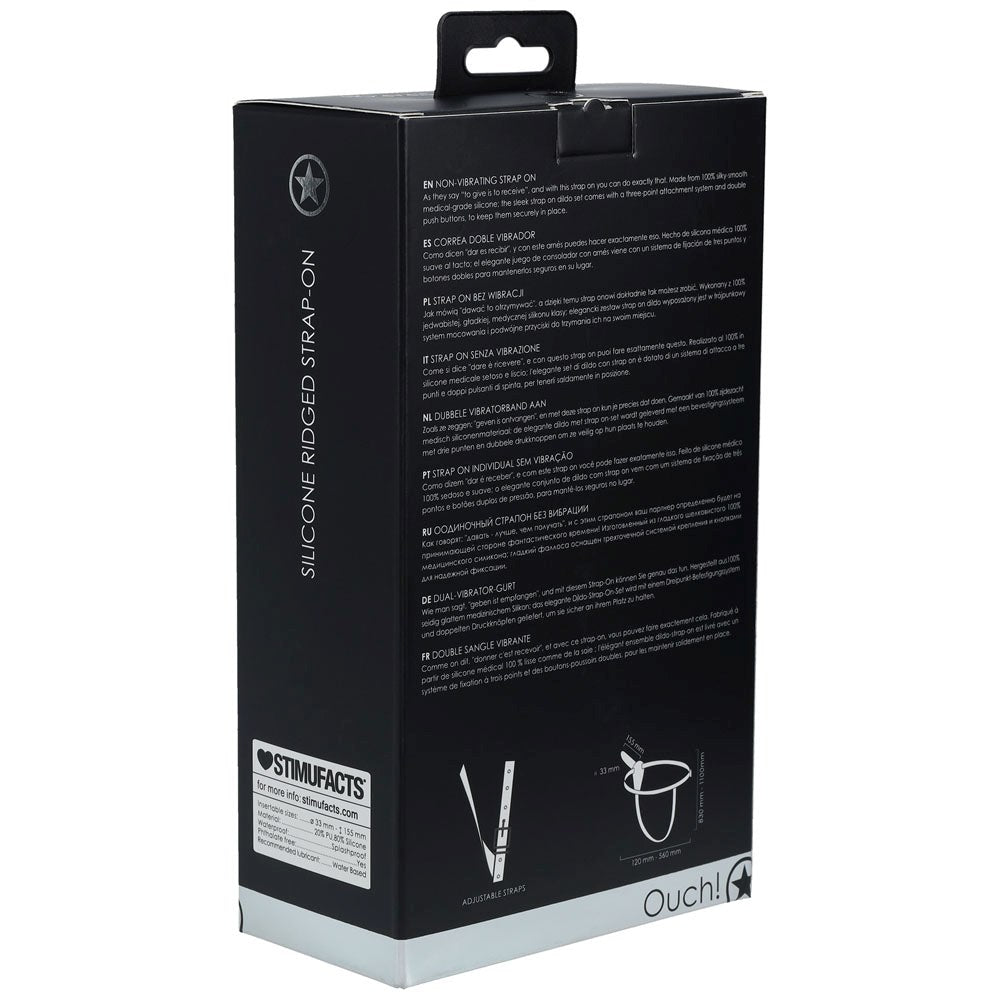 Shots Toys OUCH! Silicone Ridged Strap On Premium Body Safe Silicone Design - - Realistic Dildos