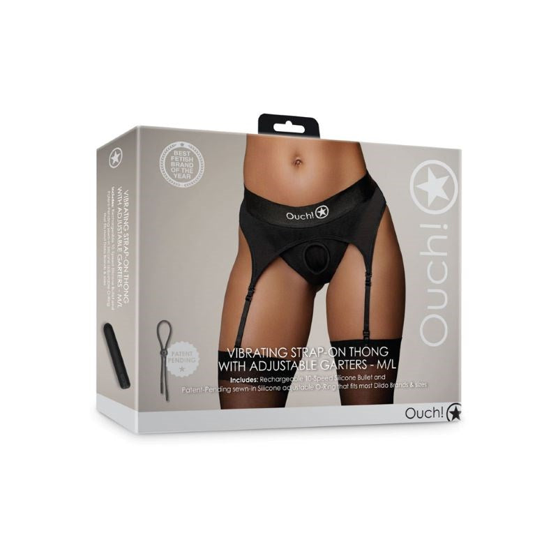Shots Toys Ouch! Premium Silicone Vibrating Strap On Thong Hands Free - - Strap On Sextoys