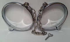 Oval Cold Steel Bondage Cuffs - - Cuffs and Restraints