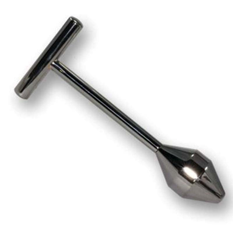 Hells Couture Pleasure Probe in Stainless Steel Fixed T Handle - - Steel Sex Toys