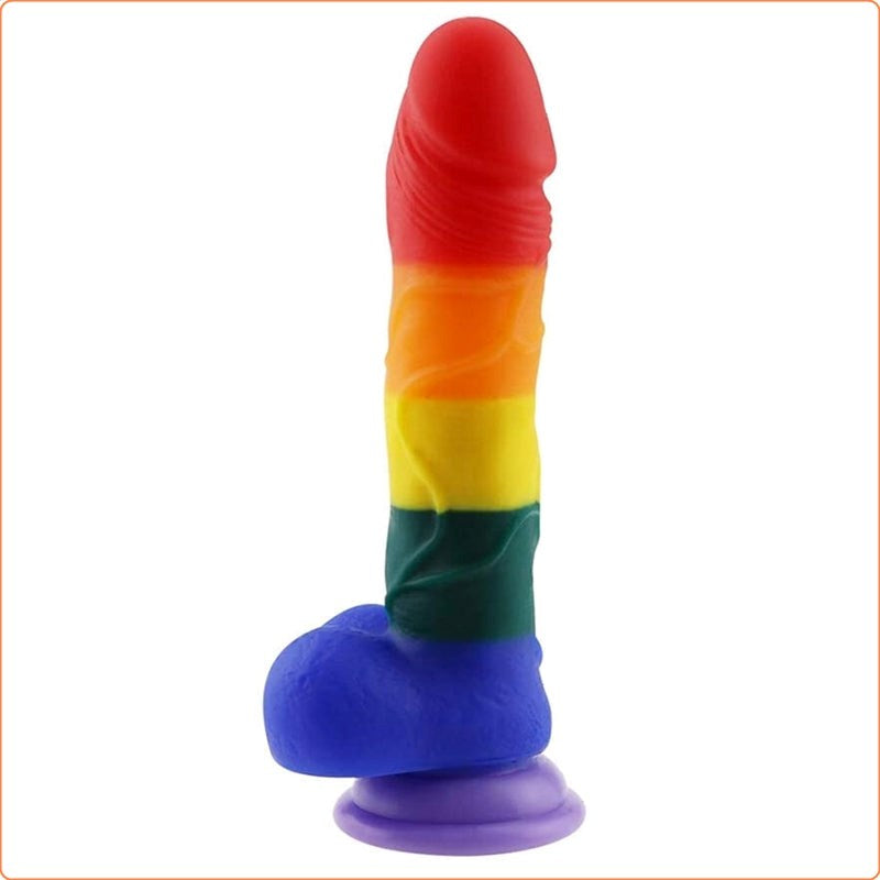 BDStyle Pride Rainbows Dildo 7.9 Inch Premium Platinum Silicone Design - - Realistic Dildos