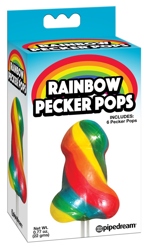 Pipedream Products Rainbow Penis Shaped Pecker Pops Novelty Party Candy - - Sex Games, Coupons and Tricks