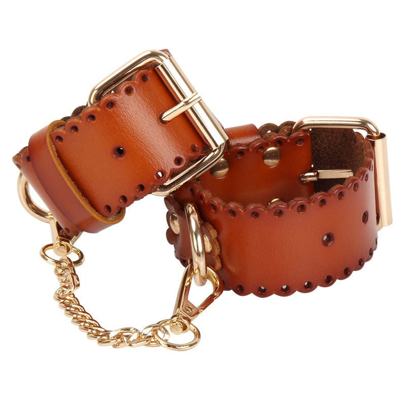 Real Leather Handcuffs - - Cuffs and Restraints