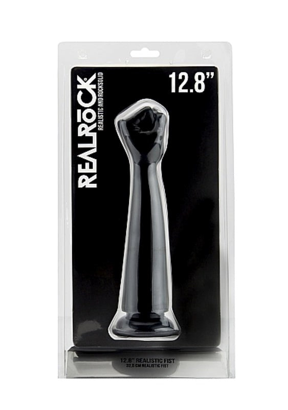 Shots Toys RealRock 12.8 inch Realistic Fist Black Dildo with Suction Cup - - Realistic Dildos