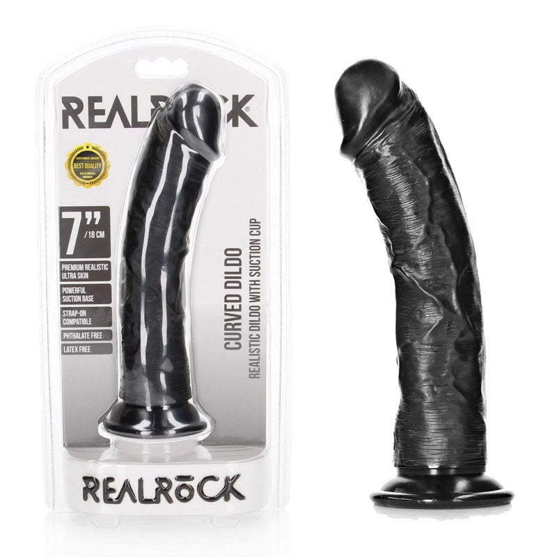Shots Toys REALROCK Realistic Curved Dildo 18 cm Suction Cup Base - - Realistic Dildos