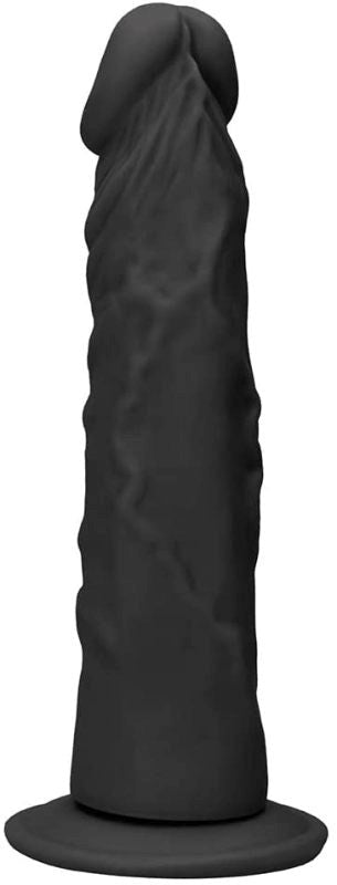 Shots Toys Realrock Skin Dildo Black 8 Inch TPE with Suction Cup Base - - Realistic Dildos